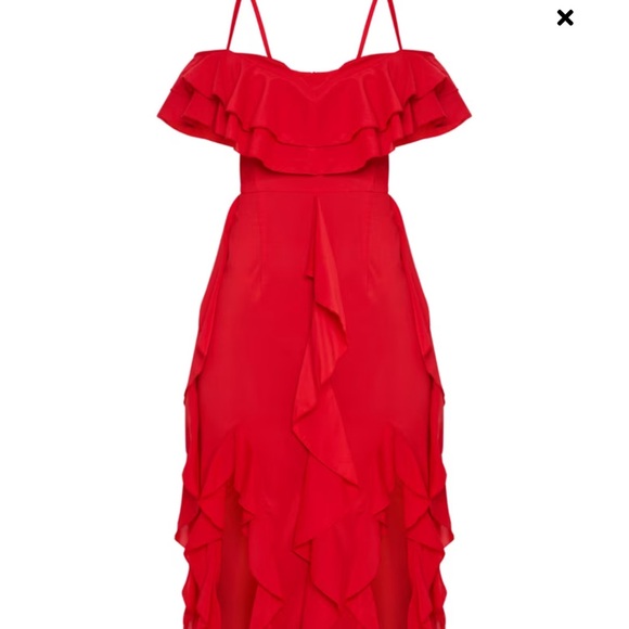 Red Ruffle Dress - Picture 4 of 5